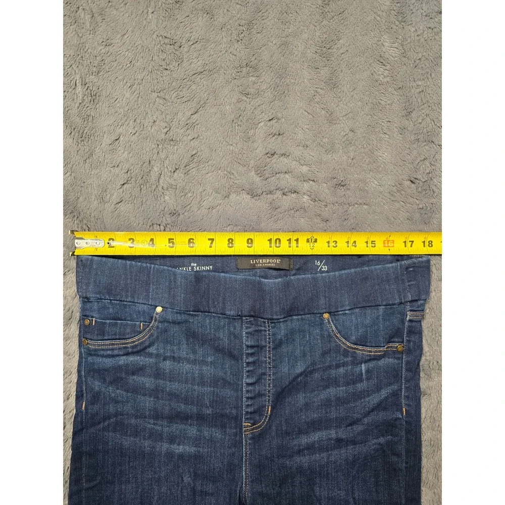 Liverpool Los Angeles Ankle Skinny Jeans Dark Wash Pull On Denim Womens 16/33